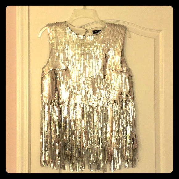 Boston Proper Tops - Silver sparkling  top from Boston Proper